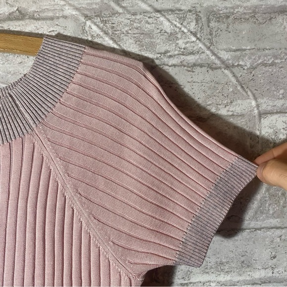 HAIERMANSI Pink and Gray Trim Short Sleeve‎ Sweater Kids XL NWT - Picture 2 of 7